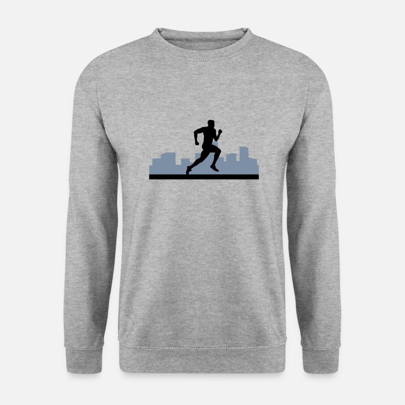 Läufer, laufen, Stadtlauf - Unisex Pullover - Weißgrau meliert