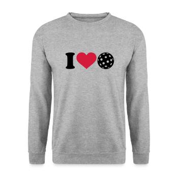 I love Floorball - Unisex Pullover - Weißgrau meliert - Vorne - Alina (178cm) & Michal (187cm)