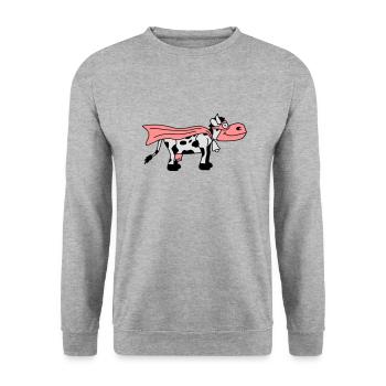Super Cow Cartoon - Unisex Sweatshirt - salt & pepper - Front - Alina (178cm) & Michal (187cm)