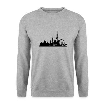 Hannover // Skyline // Silhouette // Skylineshirt - Unisex Pullover - Weißgrau meliert - Vorne - Alina (178cm) & Michal (187cm)