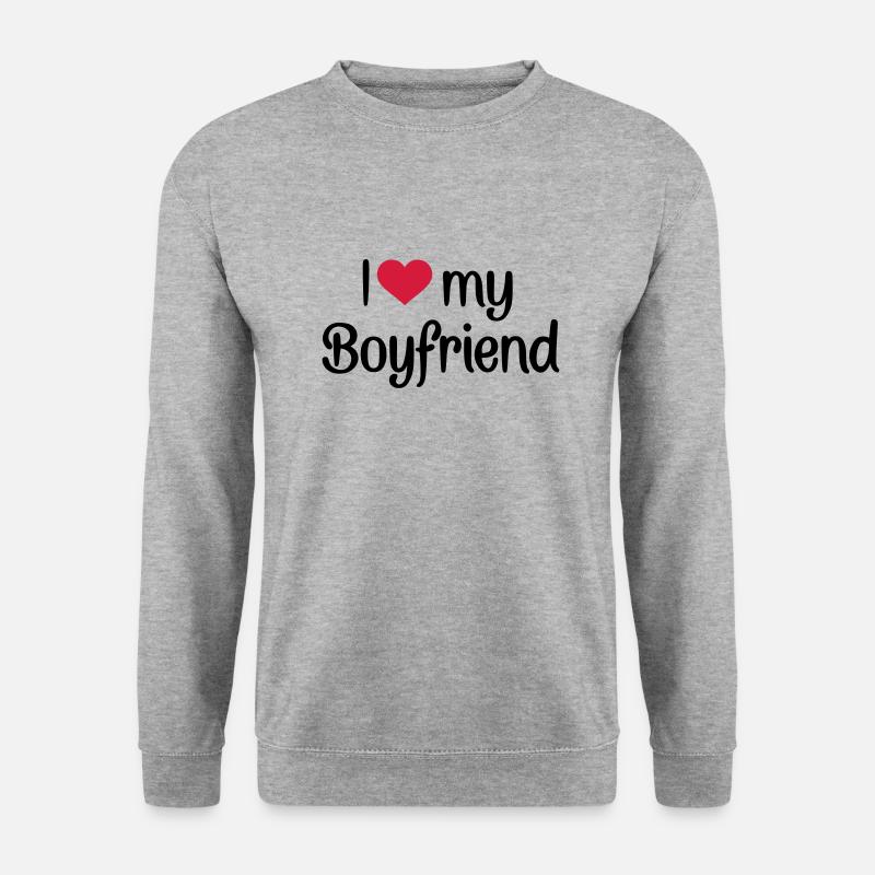 I love my boyfriend - Unisex Pullover - Weißgrau meliert