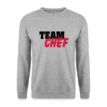 Team Chef - Unisex Pullover - Weißgrau meliert - Vorne - Alina (178cm) & Michal (187cm)