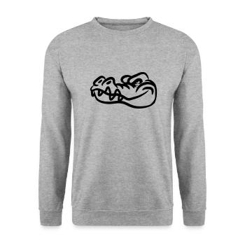 Krokodil lustig böse - Unisex Pullover - Weißgrau meliert - Vorne - Alina (178cm) & Michal (187cm)