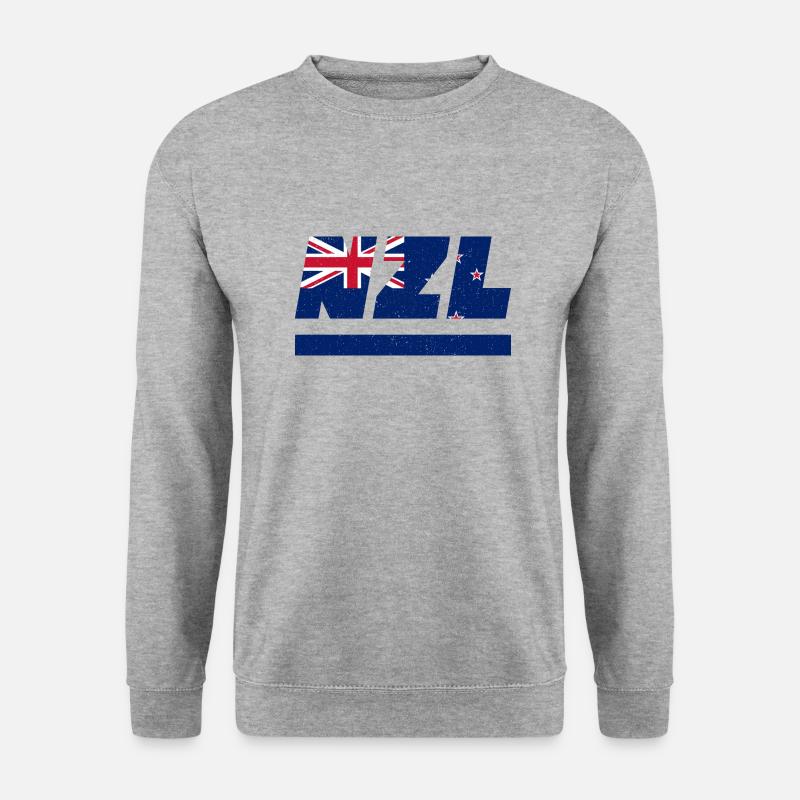 Neuseeland Fahne Flagge NZL - Unisex Pullover - Weißgrau meliert