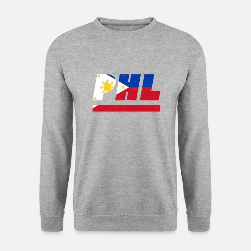 Philippinen Fahne Flagge PHL - Unisex Pullover - Weißgrau meliert