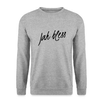 Jah bless - Unisex Pullover - Weißgrau meliert - Vorne - Alina (178cm) & Michal (187cm)