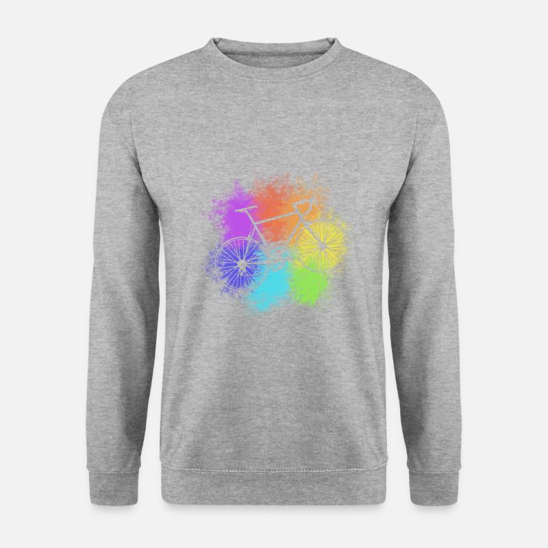 Rennrad bunt - Unisex Pullover - Weißgrau meliert