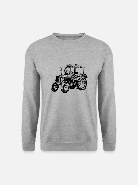 Belarus Traktor Landwirt Geschenk Stall - Unisex Pullover - Weißgrau meliert