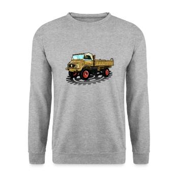 Unimog - Oldtimer - Offroad - Universal motor device - Unisex Sweatshirt - salt & pepper - Front - Alina (178cm) & Michal (187cm)