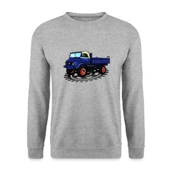 Unimog - Oldtimer - Offroad - Universal motor device - Unisex Sweatshirt - salt & pepper - Front - Alina (178cm) & Michal (187cm)