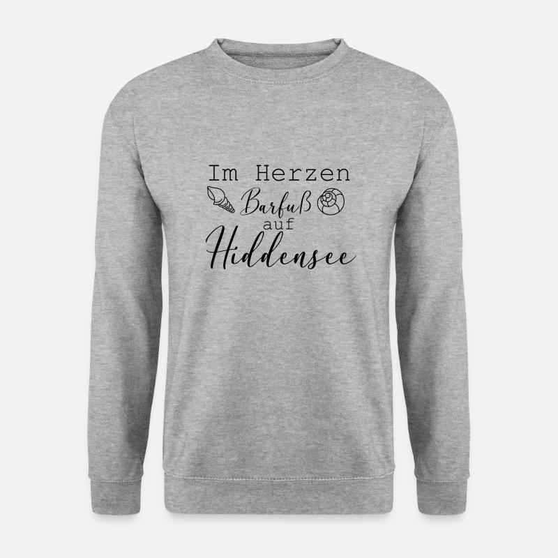 Im Herzen Barfuß auf Hiddensee - Unisex Pullover - Weißgrau meliert