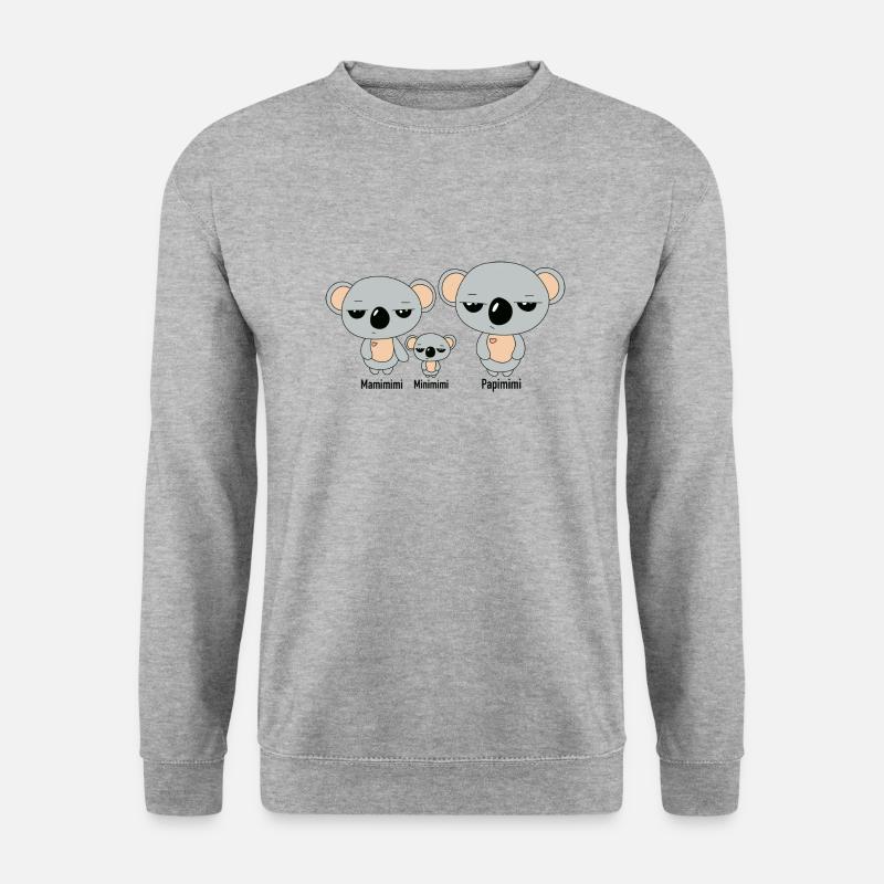 Koala-Familie Mimimi - Unisex Pullover - Weißgrau meliert