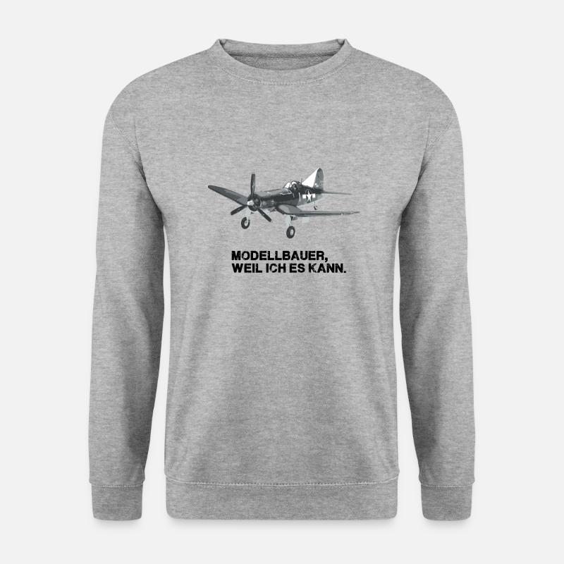 flugzeug, modellbau,modellbauer,weil ich es kann - Unisex Pullover - Weißgrau meliert