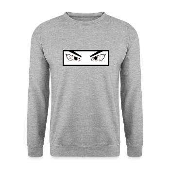 Anime Auge - Unisex Pullover - Weißgrau meliert - Vorne - Alina (178cm) & Michal (187cm)