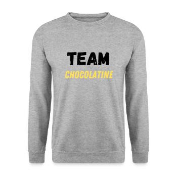 team chocolatine - Sweat-shirt Unisexe - gris chiné - Devant - Alina (178cm) & Michal (187cm)