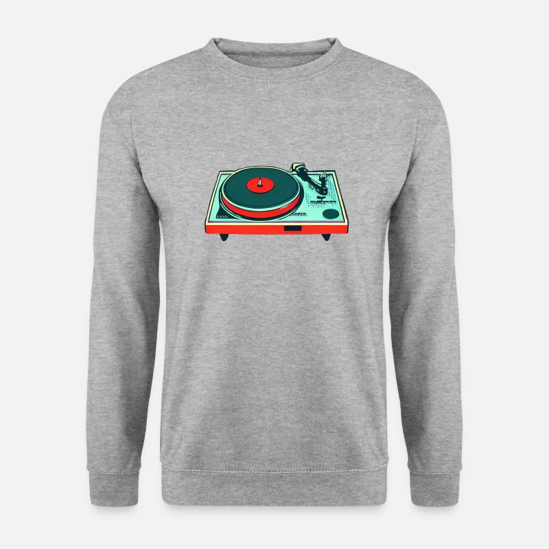 Plattenspieler bunt - Unisex Pullover - Weißgrau meliert