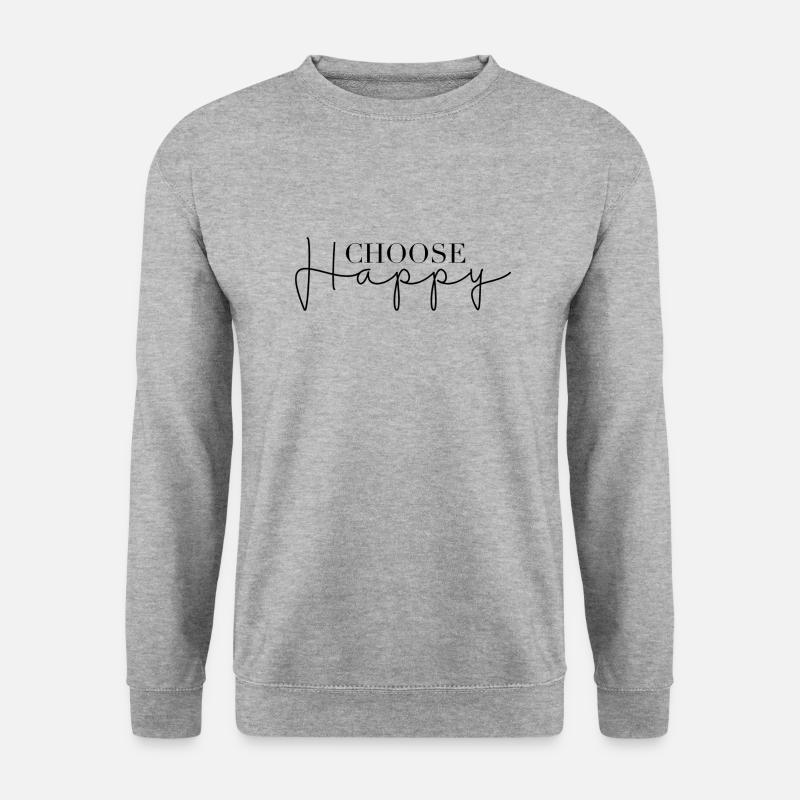 Choose Happy - Unisex Pullover - Weißgrau meliert