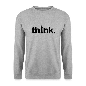 THINK - Sweat-shirt Unisexe - gris chiné - Devant - Alina (178cm) & Michal (187cm)