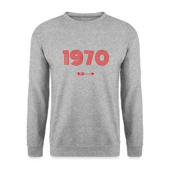 Né en 1970 - Sweat-shirt Unisexe - gris chiné - Devant - Alina (178cm) & Michal (187cm)