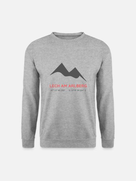 Minimalistisches Lech am Arlberg-Logo - Unisex Pullover - Weißgrau meliert