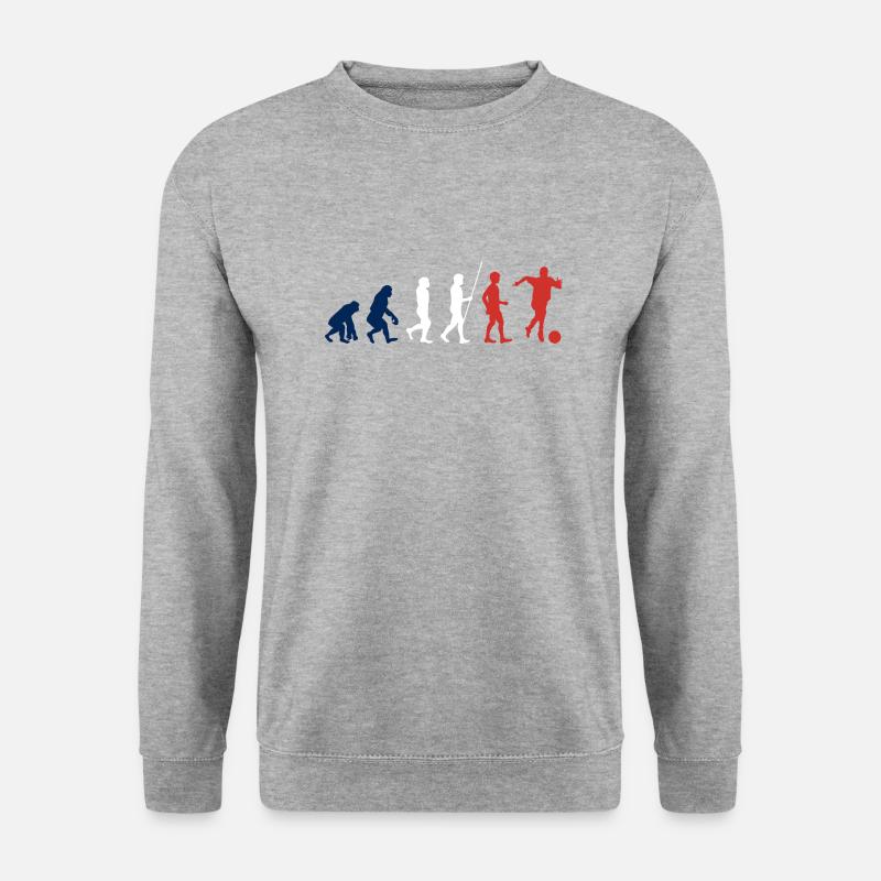 Fußball Frankreich Evolution Fußballer - Unisex Pullover - Weißgrau meliert