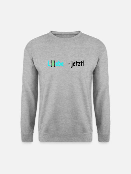 Liebe jetzt hellblau sw - Unisex Pullover - Weißgrau meliert