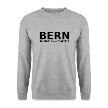 Bern - with geo coordinates horizontal - Unisex Sweatshirt - salt & pepper - Front - Alina (178cm) & Michal (187cm)