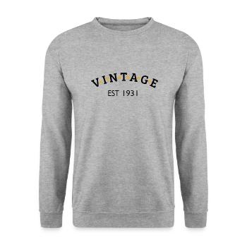 Jahrgang ist 1931 - Unisex Pullover - Weißgrau meliert - Vorne - Alina (178cm) & Michal (187cm)