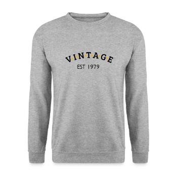 Jahrgang ist 1979 - Unisex Pullover - Weißgrau meliert - Vorne - Alina (178cm) & Michal (187cm)