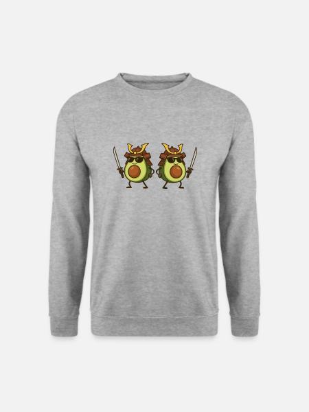 avocado samurai 2 - Unisex Pullover - Weißgrau meliert