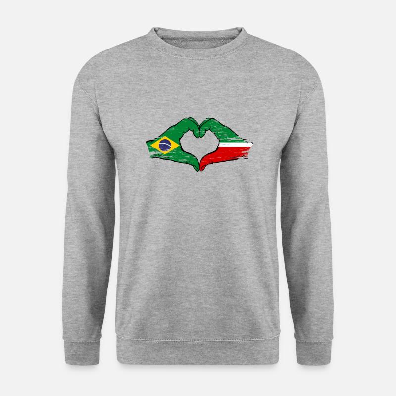 Brasilien Tatarstan Flagge Hände Herzform used - Unisex Pullover - Weißgrau meliert