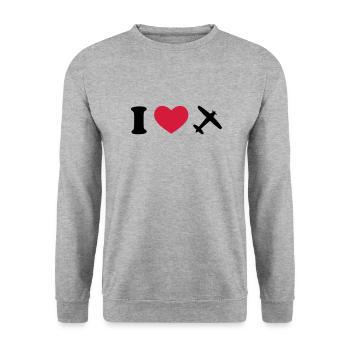 flugzeug - Unisex Pullover - Weißgrau meliert - Vorne - Alina (178cm) & Michal (187cm)