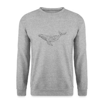 Wal "Geo Black" - Unisex Pullover - Weißgrau meliert - Vorne - Alina (178cm) & Michal (187cm)