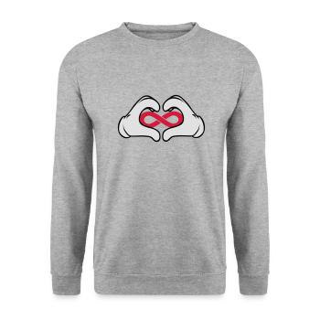 Comic Hand Love Forever (Symbol) - Unisex Pullover - Weißgrau meliert - Vorne - Alina (178cm) & Michal (187cm)