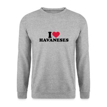 I love Havaneses - Sweat-shirt Unisexe - gris chiné - Devant - Alina (178cm) & Michal (187cm)