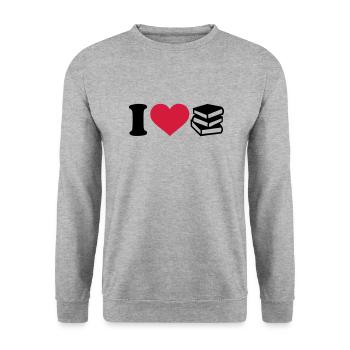 I love Books - Unisex Sweatshirt - salt & pepper - Front - Alina (178cm) & Michal (187cm)