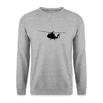 helikopter silhouette - Unisex Pullover - Weißgrau meliert - Vorne - Alina (178cm) & Michal (187cm)