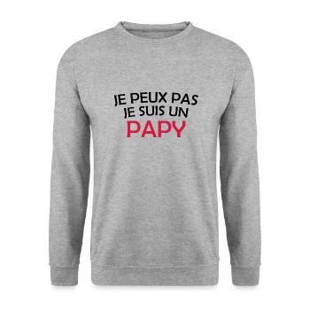 je peux pas je suis un papy - Sweat-shirt Unisexe - gris chiné - Devant - Alina (178cm) & Michal (187cm)