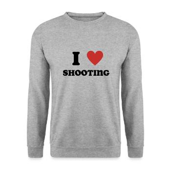 I Love Shooting - Unisex Pullover - Weißgrau meliert - Vorne - Alina (178cm) & Michal (187cm)