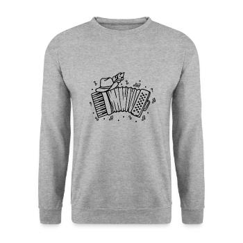 Noten Geschenk Akkordeon Ziehharmonika Volksmusik - Unisex Pullover - Weißgrau meliert - Vorne - Alina (178cm) & Michal (187cm)