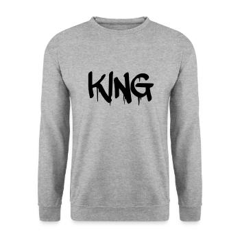 King - Sweat-shirt Unisexe - gris chiné - Devant - Alina (178cm) & Michal (187cm)