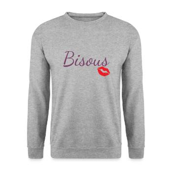 Bisous - Sweat-shirt Unisexe - gris chiné - Devant - Alina (178cm) & Michal (187cm)