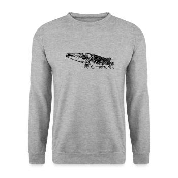 Pike Outline par Scuba.Style - Sweat-shirt Unisexe - gris chiné - Devant - Alina (178cm) & Michal (187cm)