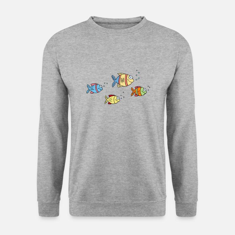 Fische Buntbarsche Wasser Meer Graffiti Zeichnung - Unisex Pullover - Weißgrau meliert