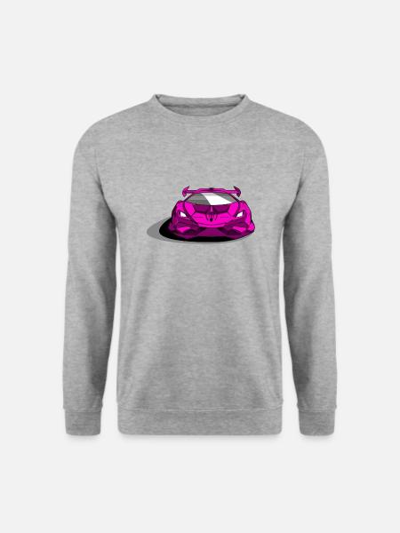 Lambo Sportwagen lila - Unisex Pullover - Weißgrau meliert
