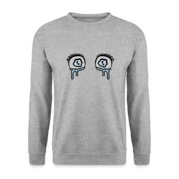 Comic Eyes Tears Sad - Unisex Sweatshirt - salt & pepper - Front - Alina (178cm) & Michal (187cm)
