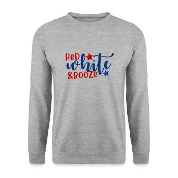 red white booze 4th of july america - Unisex Sweatshirt - salt & pepper - Front - Alina (178cm) & Michal (187cm)