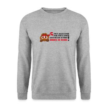 Vous allez finir par vous aimer les uns les autres - Sweat-shirt Unisexe - gris chiné - Devant - Alina (178cm) & Michal (187cm)