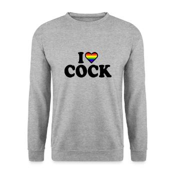 I love cock - Unisex Pullover - Weißgrau meliert - Vorne - Alina (178cm) & Michal (187cm)