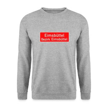 Eimsbüttel - Orts Bezirksschild Hamburg - Unisex Pullover - Weißgrau meliert - Vorne - Alina (178cm) & Michal (187cm)